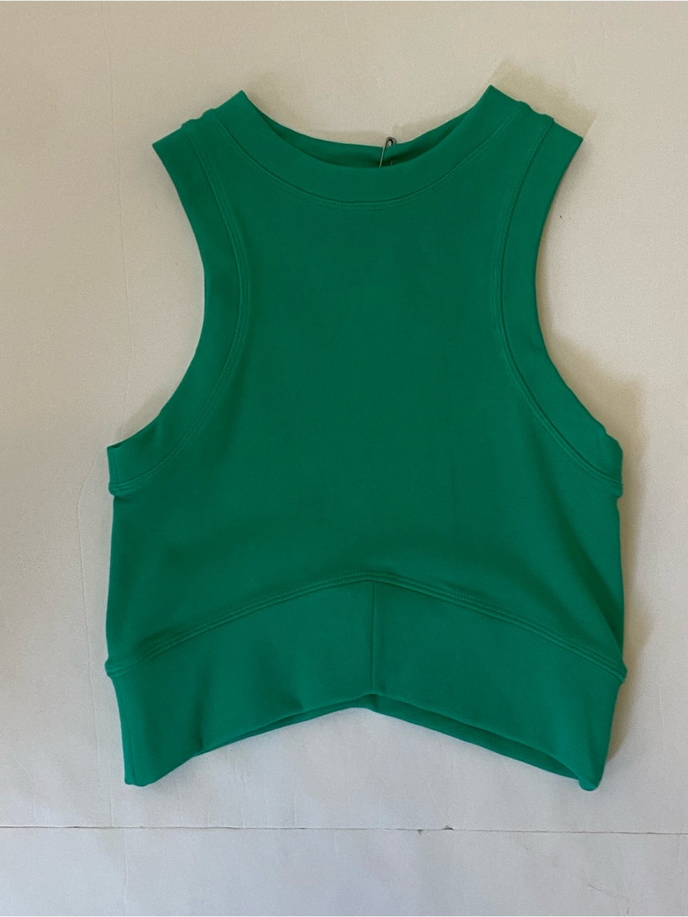 Sleeveless Green Crop Tank Top - Brand Not Visible